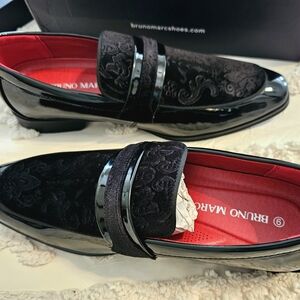 Bruno Marc Men's Fashion Tuxedo Patent Loafers Classic Velvet with Red Interior